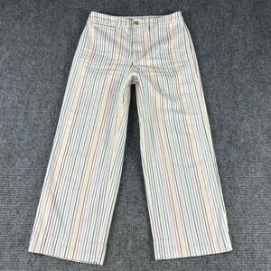 Madewell Slim Emmett Wide Leg Crop Pants Rainbow Stripe‎ Women's 26 Comfort